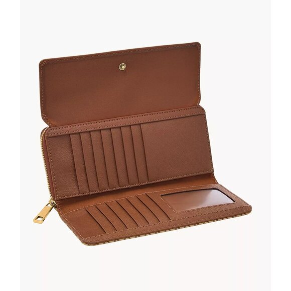 New Fossil Jori RFID Flap Clutch Beige / Brown - Picture 3 of 3